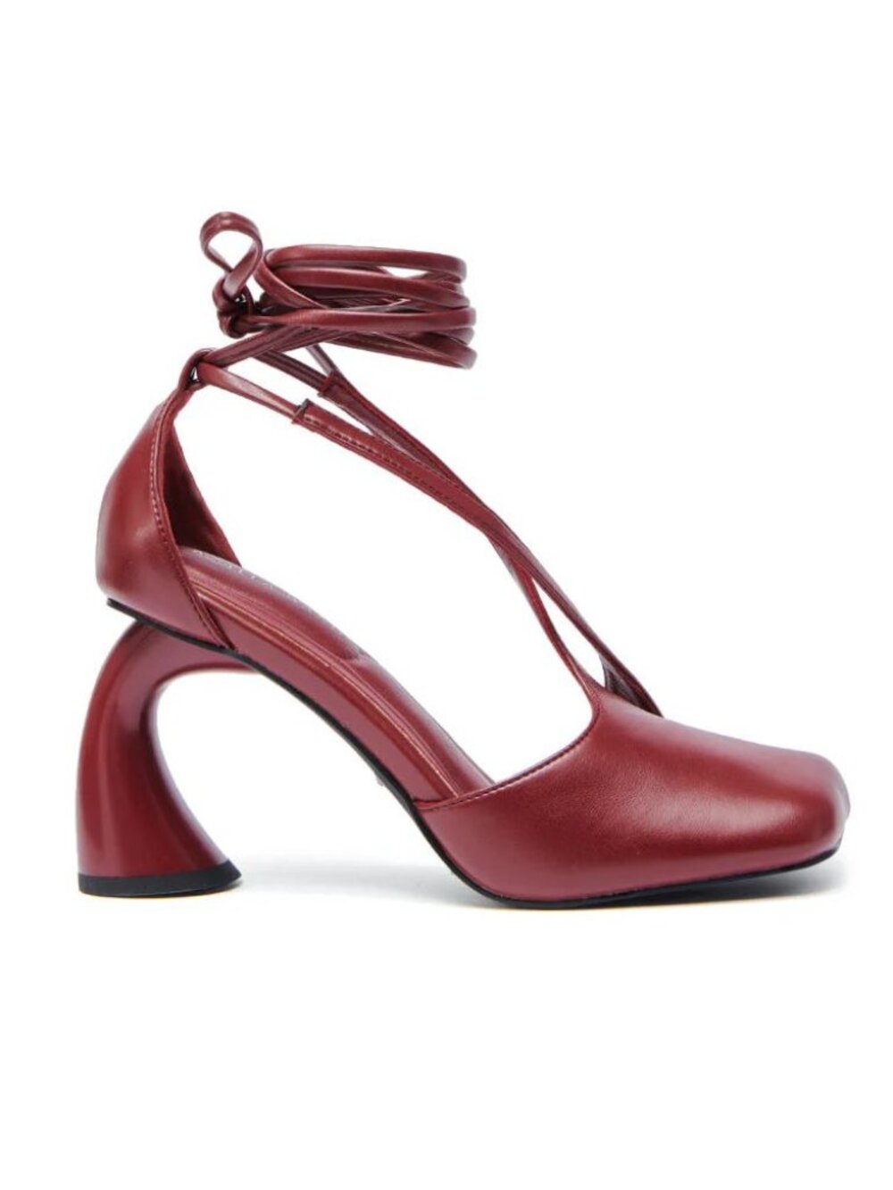 AZALEA WANG Buiky Burgundy Open Toe Pump Heels Sandals Size 6 Ankle Wrap NEW